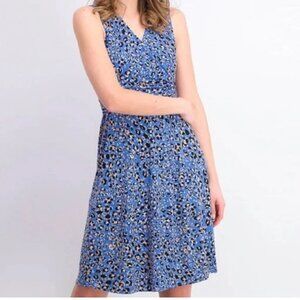 DM Collection Blue Animal Print Sophi Faux Wrap Dress Sleeveless Stitch Fix‎ 14W